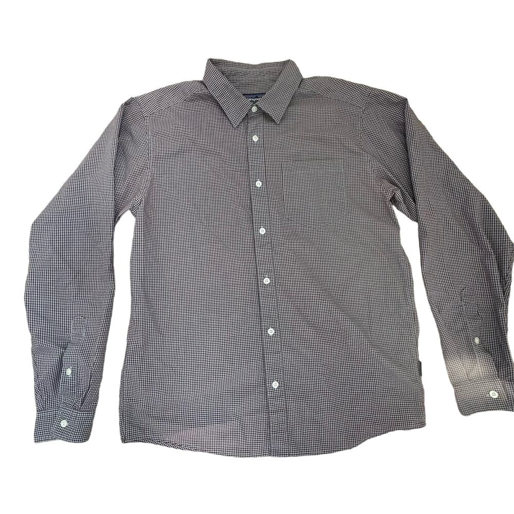 Patagonia|LS Plaid Button Up|Organic Cotton|Maroon/Grey|SZ‎ M